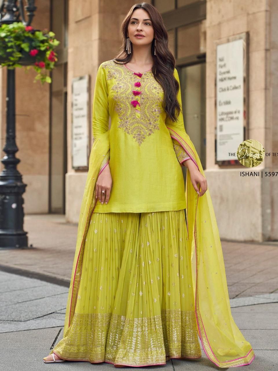 Wedding-Ready Kurti Palazzo Dupatta Sets in Georgette Fabric