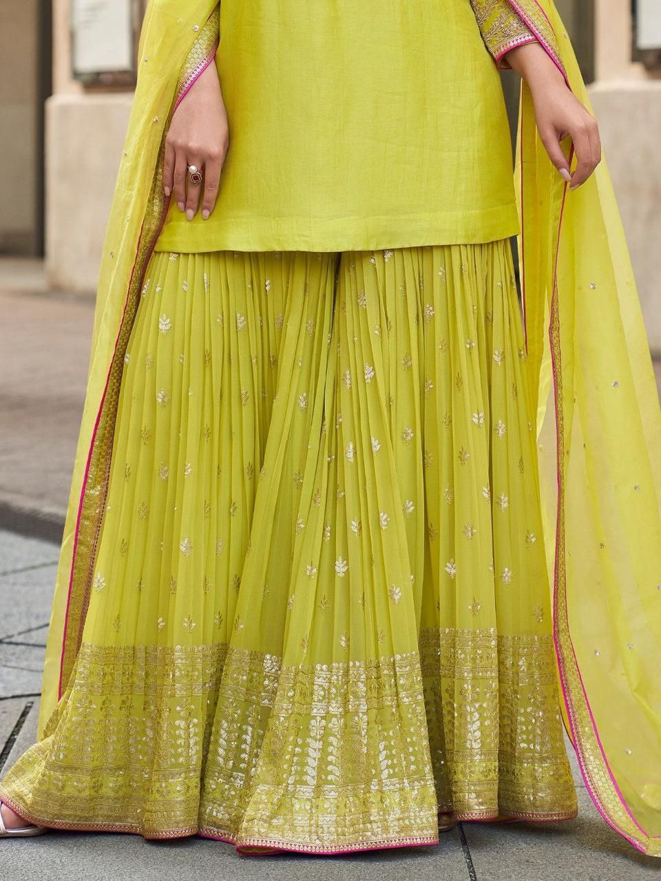 Wedding-Ready Kurti Palazzo Dupatta Sets in Georgette Fabric