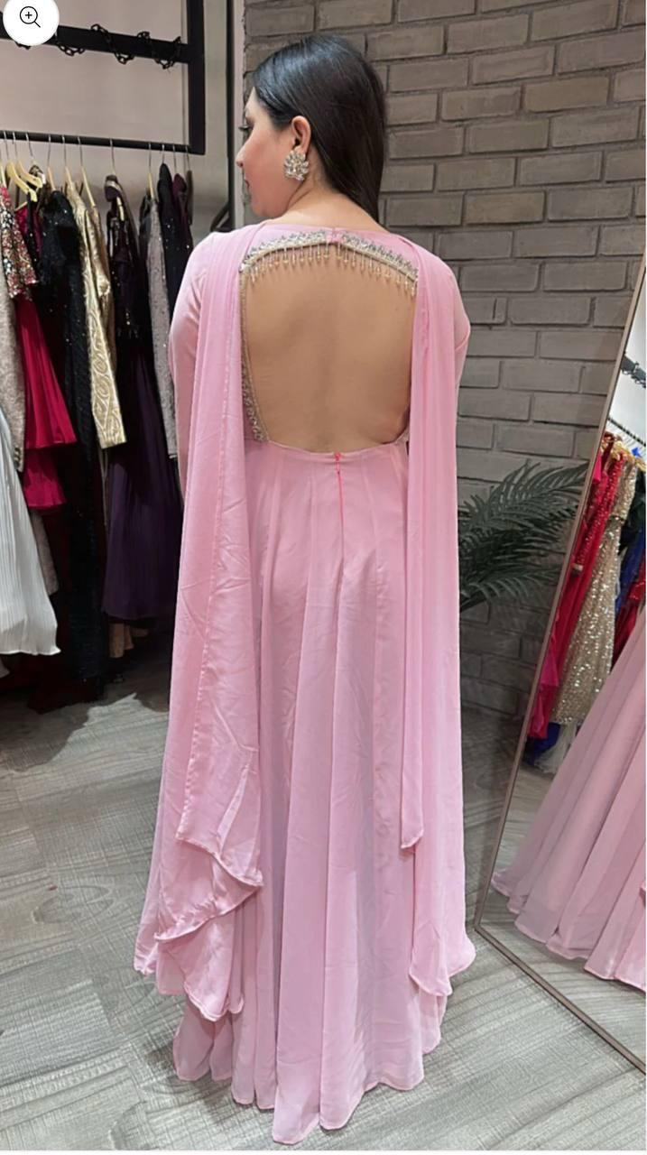 Elegant Party Wear Gown Ensemble with 9mm Sequence Embroidery & Moti Lace