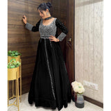 Beautiful Party Wear Collection Heavy Embroidery and Sequins Work Gown with Dupatta