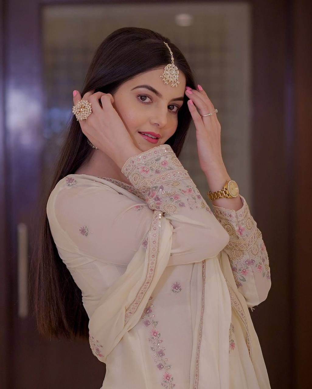 Fully Stitched Fancy Outfit – Embroidered & Sequined Top with Plazzo and Dupatta