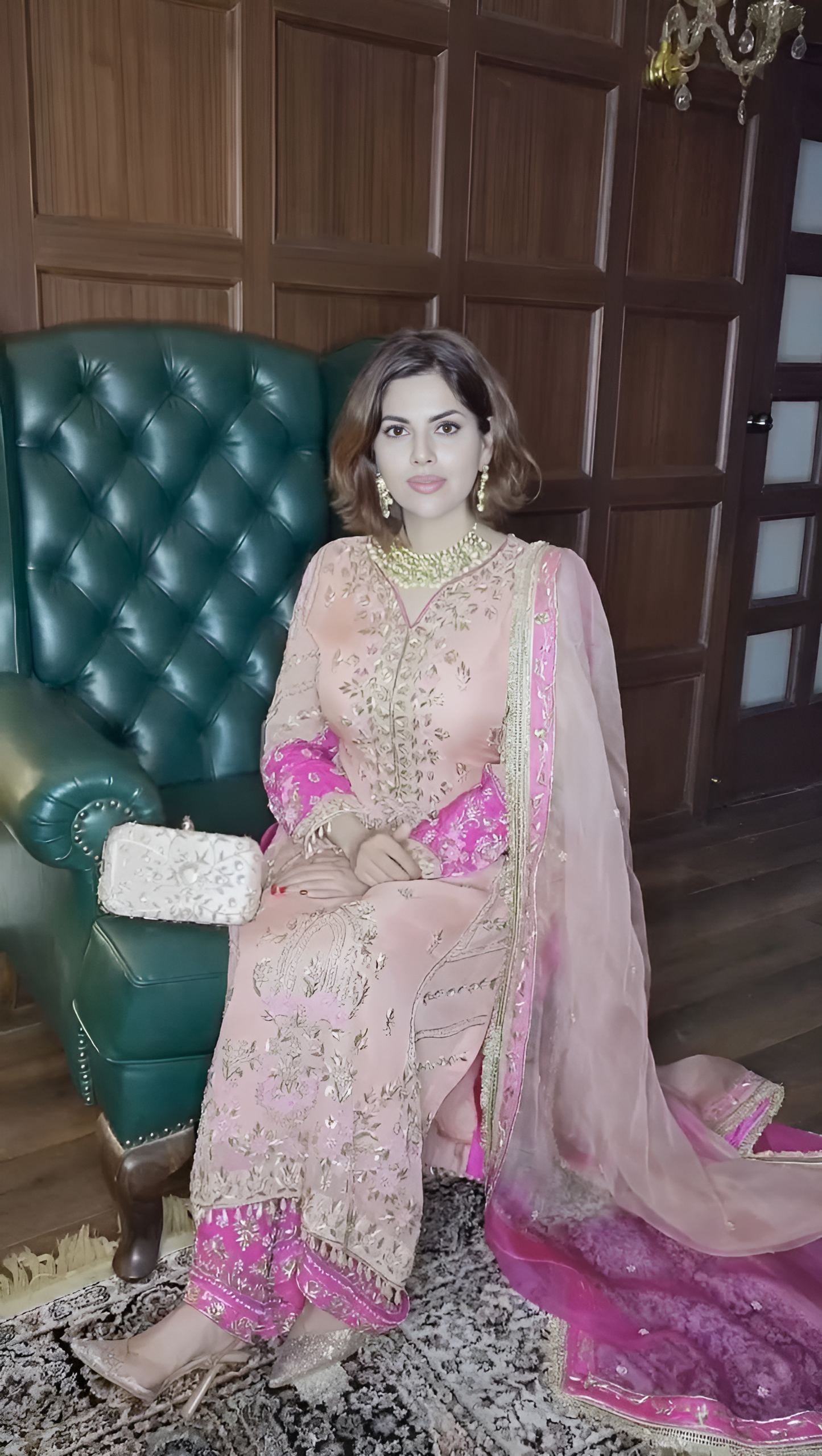 Beautifully Embroidered Long Kurti with Sparkling Sequins and Plazzo-Dupatta Combo