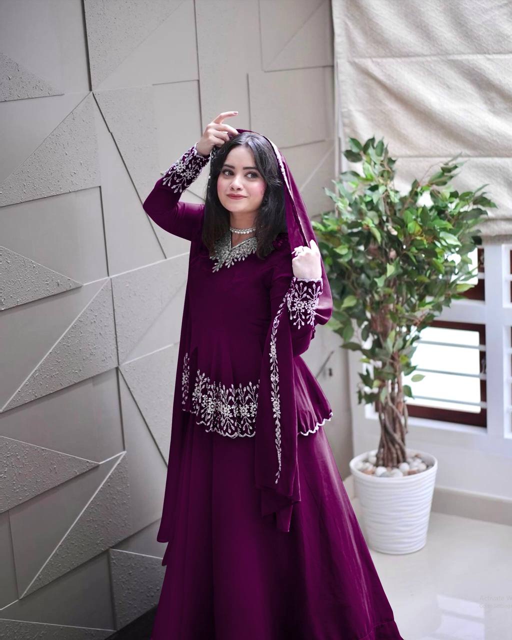 Designer Party Wear Look Top With Lehenga & Dupatta Set.