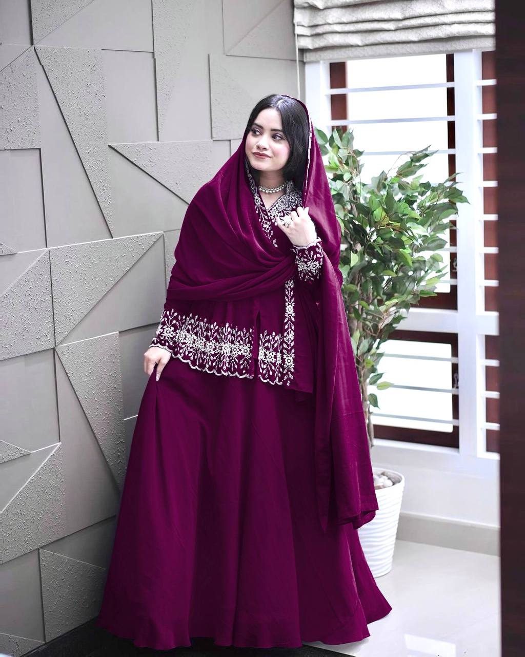 Designer Party Wear Look Top With Lehenga & Dupatta Set.