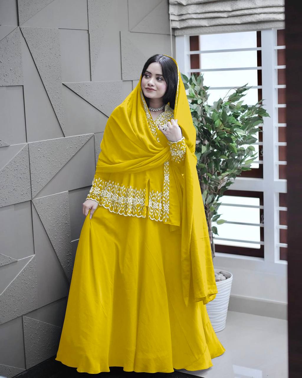 Designer Party Wear Look Top With Lehenga & Dupatta Set.