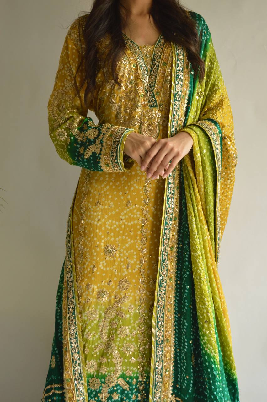 Trendy Faux Georgette Suit with Fancy Sleeve Design and Coordinated Dupatta