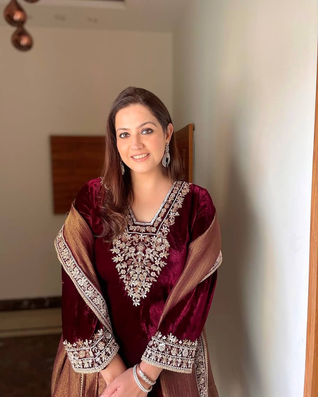 Glamorous Party Look Pure Viscose Velvet Suit Set with Dupatta