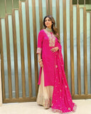 Royal Look Embroidery Work Sharara Suit