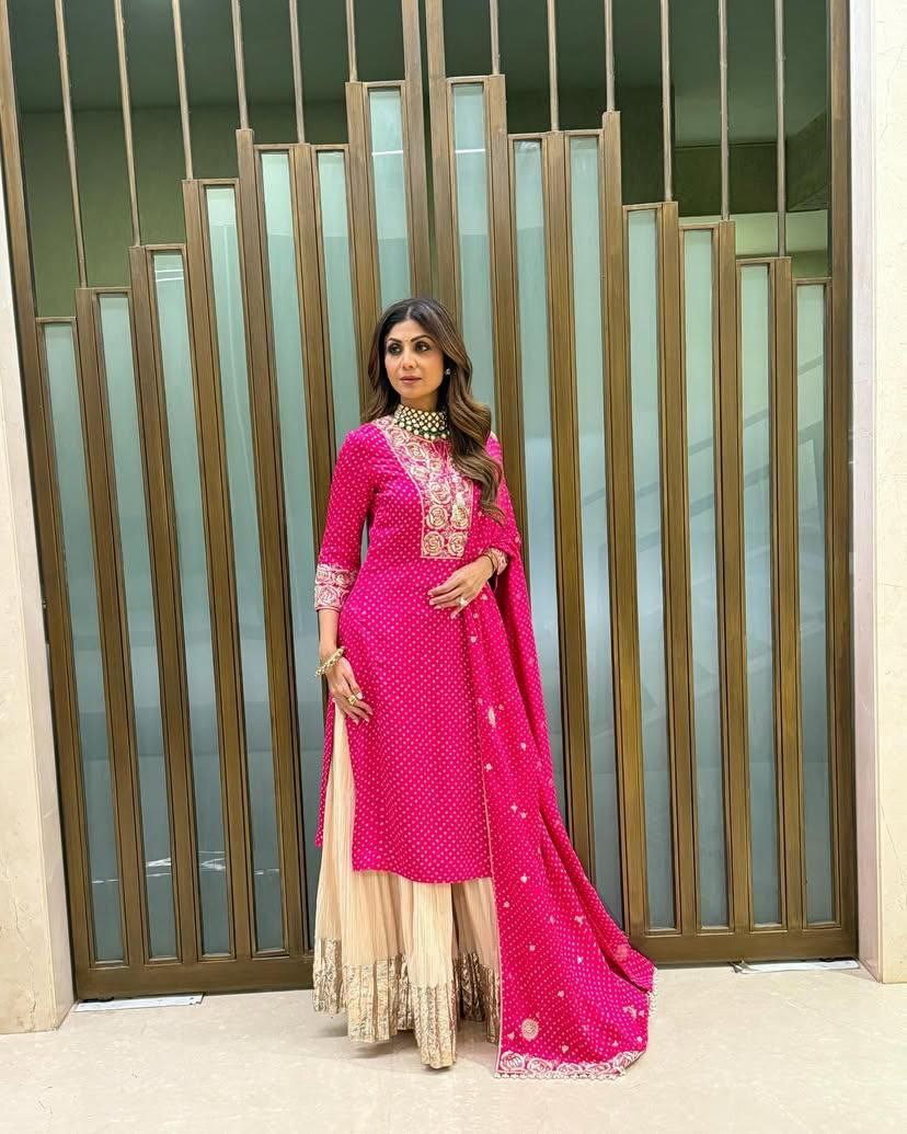 Royal Look Embroidery Work Sharara Suit