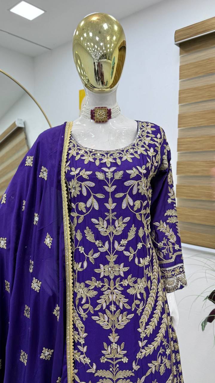 Royal Look Sharara Ensemble with Intricate Embroidery Work