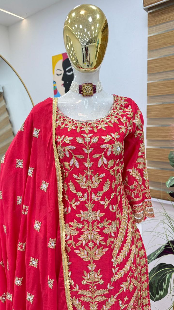 Royal Look Sharara Ensemble with Intricate Embroidery Work