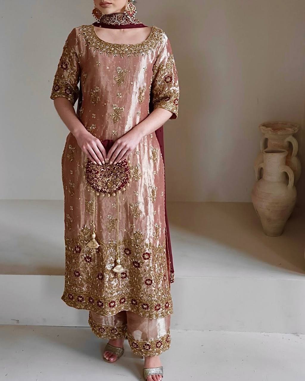Occasion-Ready Fancy Plazzo Set with Heavy Embroidery & Sparkle Sequins