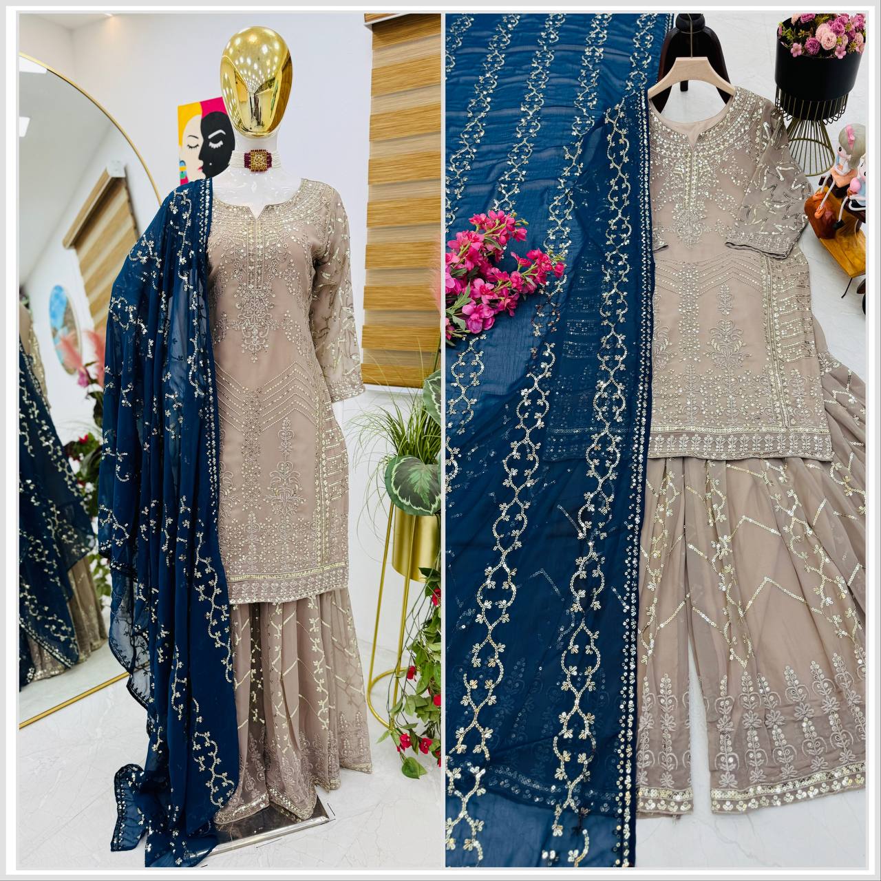 Luxurious Party Wear Georgette Sharara Set