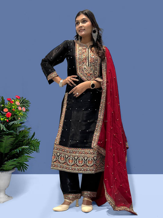 Luxury Ready to Wear Suit with Premium Embroidery and Sequence Accents