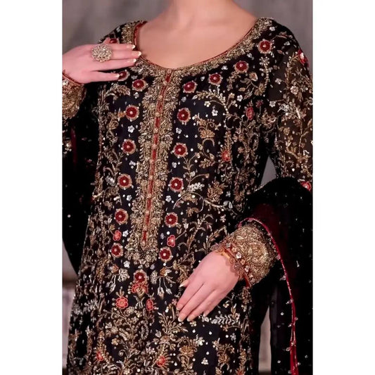 Trending Faux Georgette Embroidered Kurti Set with Sequins and Moti Work