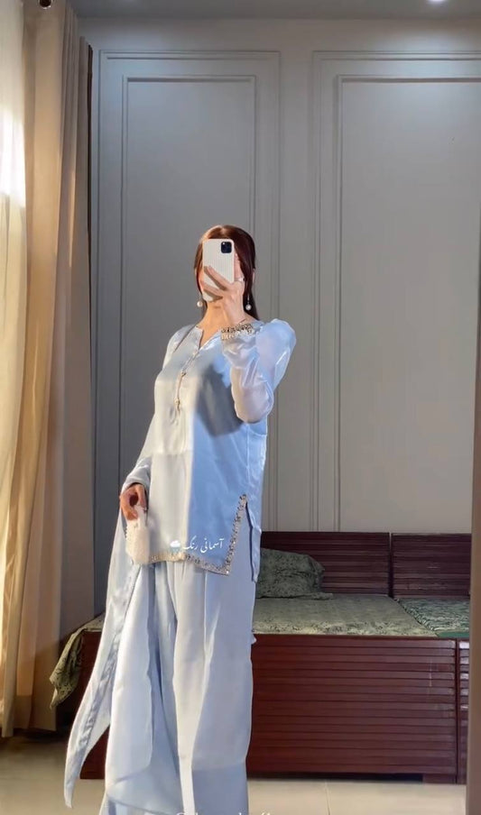 Luxury Designer Farshi Plazzo Set with Embroidered Jimmy Choo Top and Intricate Handwork