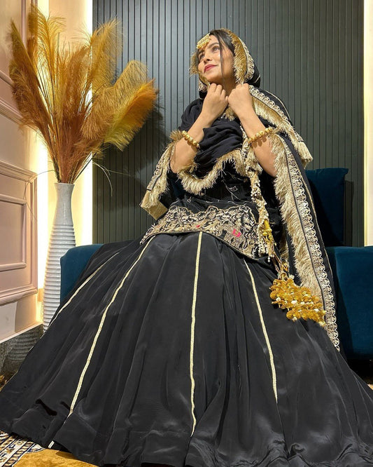 Modern Heritage Natural Crepe Silk Lehenga and Blouse Set with Coordinated Dupatta