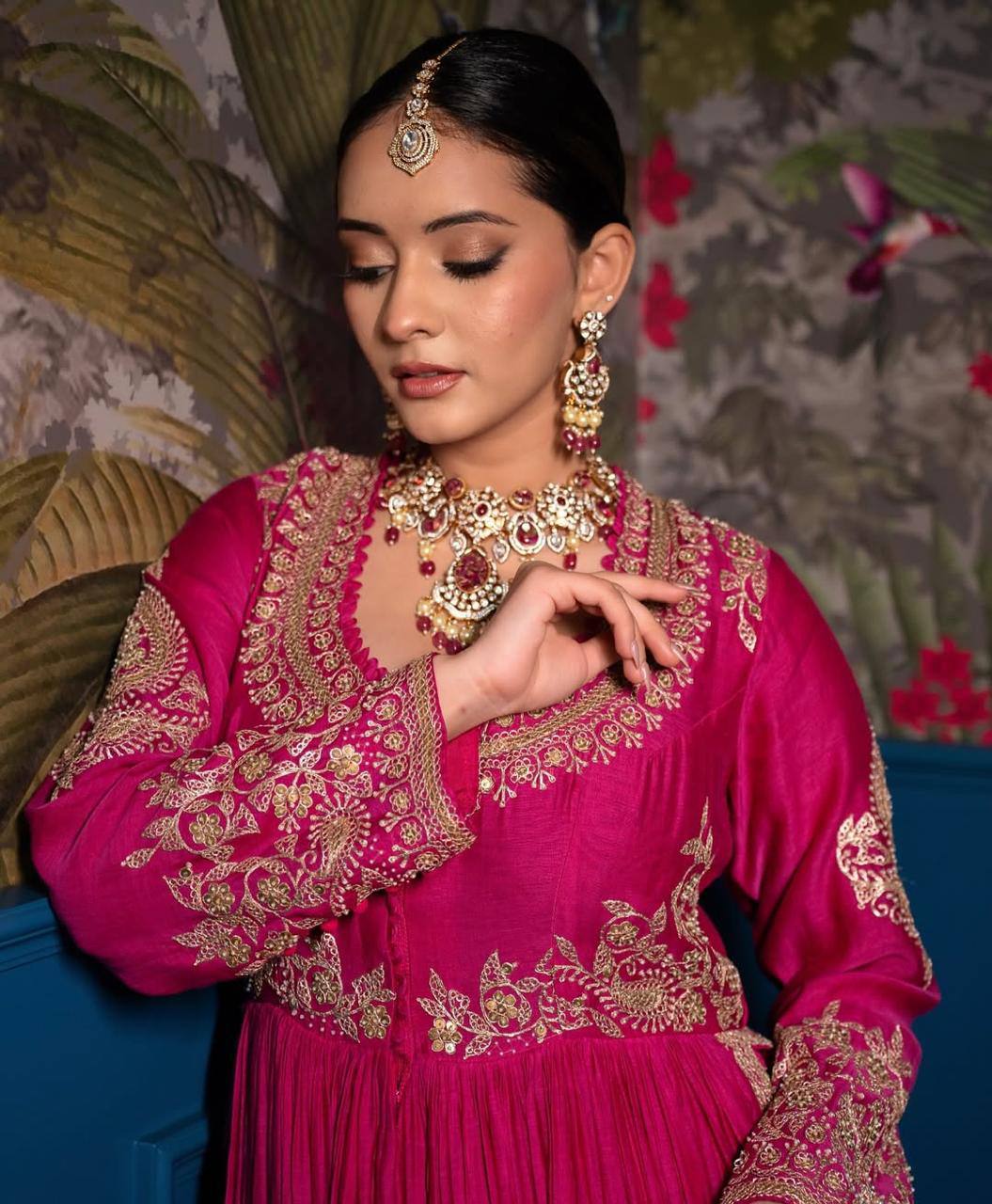 Dark Pink Elegance – Designer Embroidered Lehenga Ensemble