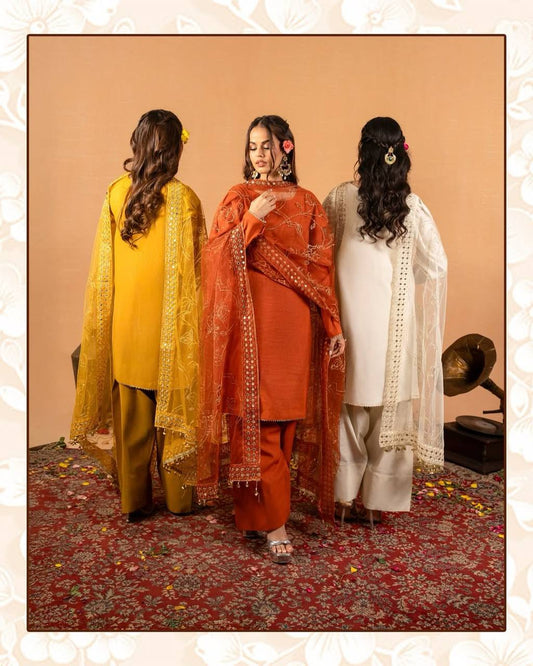 Heavy Crepe Silk Top and Farshi Salwar with Canvas Belt and Butterfly Net Dupatta