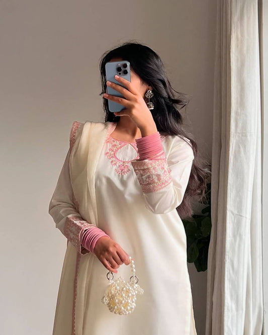 Graceful Partywear Farshi Salwar Suit in Rayon Cotton Silk with Zari Detailing