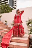 Elegant Pure Chinon Silk Sharara Set with Full Sleeve Embroidered Top and Coordinated Dupatta