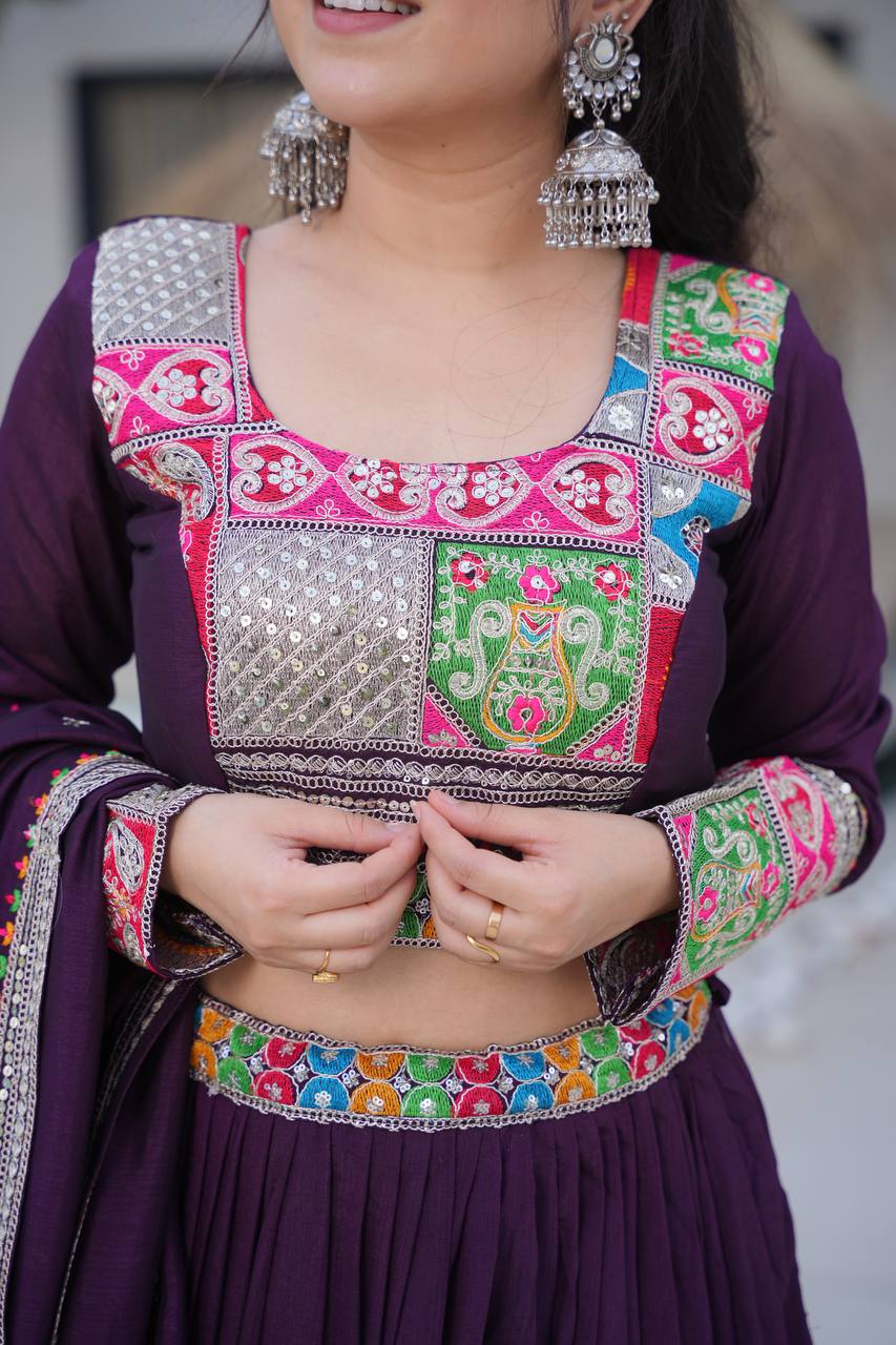 Celebrate in Style with This Exquisite Vichitra Silk Lehenga Choli Featuring Elegant Sequence Work