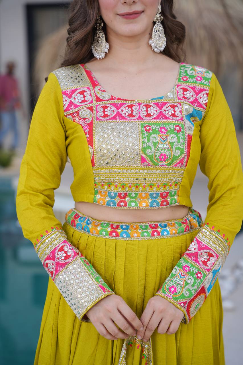 Celebrate in Style with This Exquisite Vichitra Silk Lehenga Choli Featuring Elegant Sequence Work