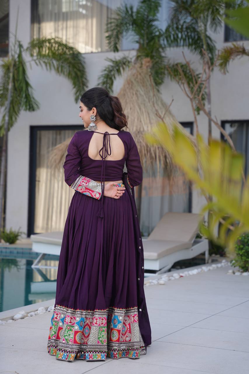Celebrate in Style with This Exquisite Vichitra Silk Lehenga Choli Featuring Elegant Sequence Work