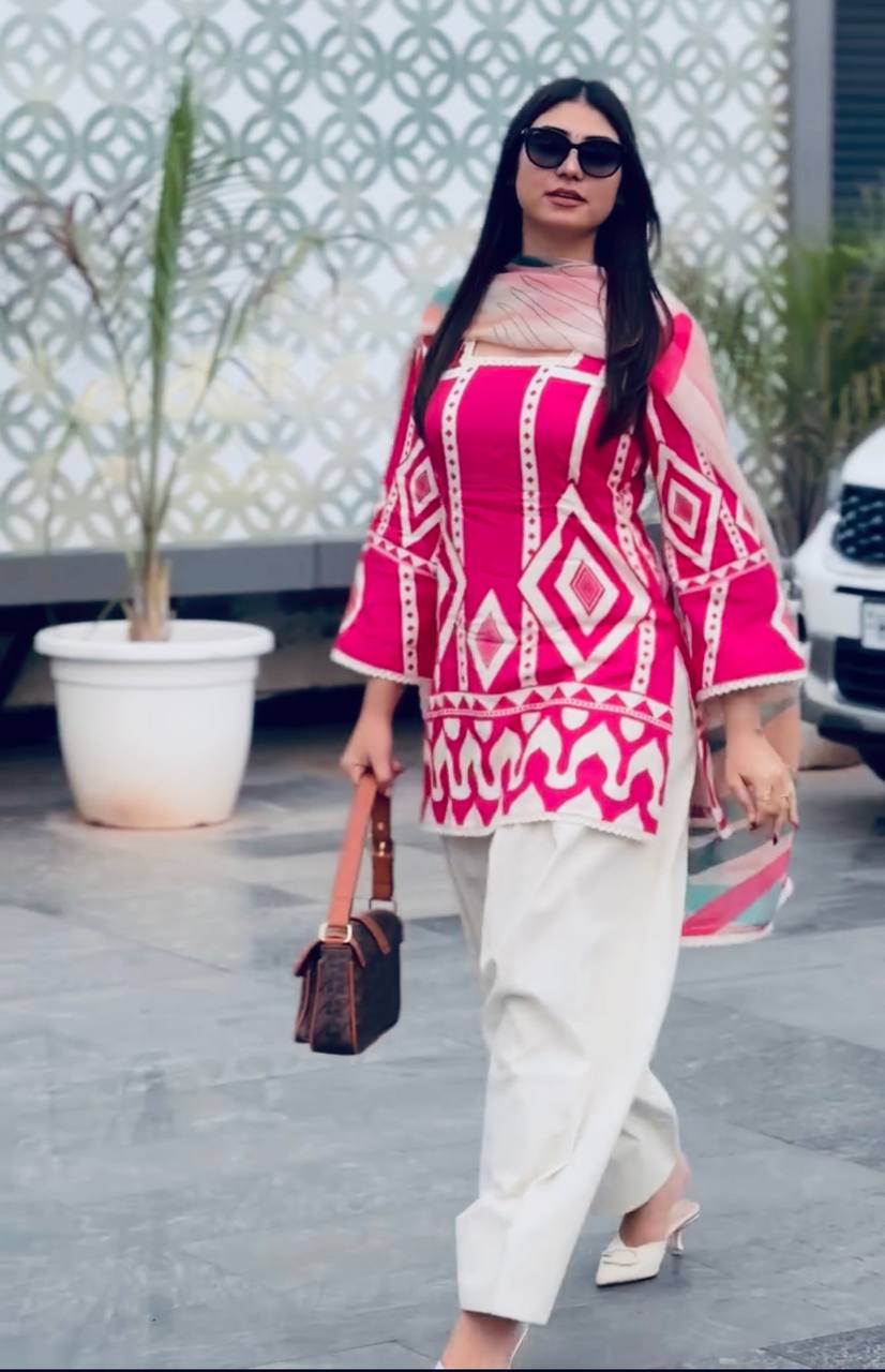 Designer Party Wear Co Ord Set in Pure Natural Crepe with Digital Print and Dupatta