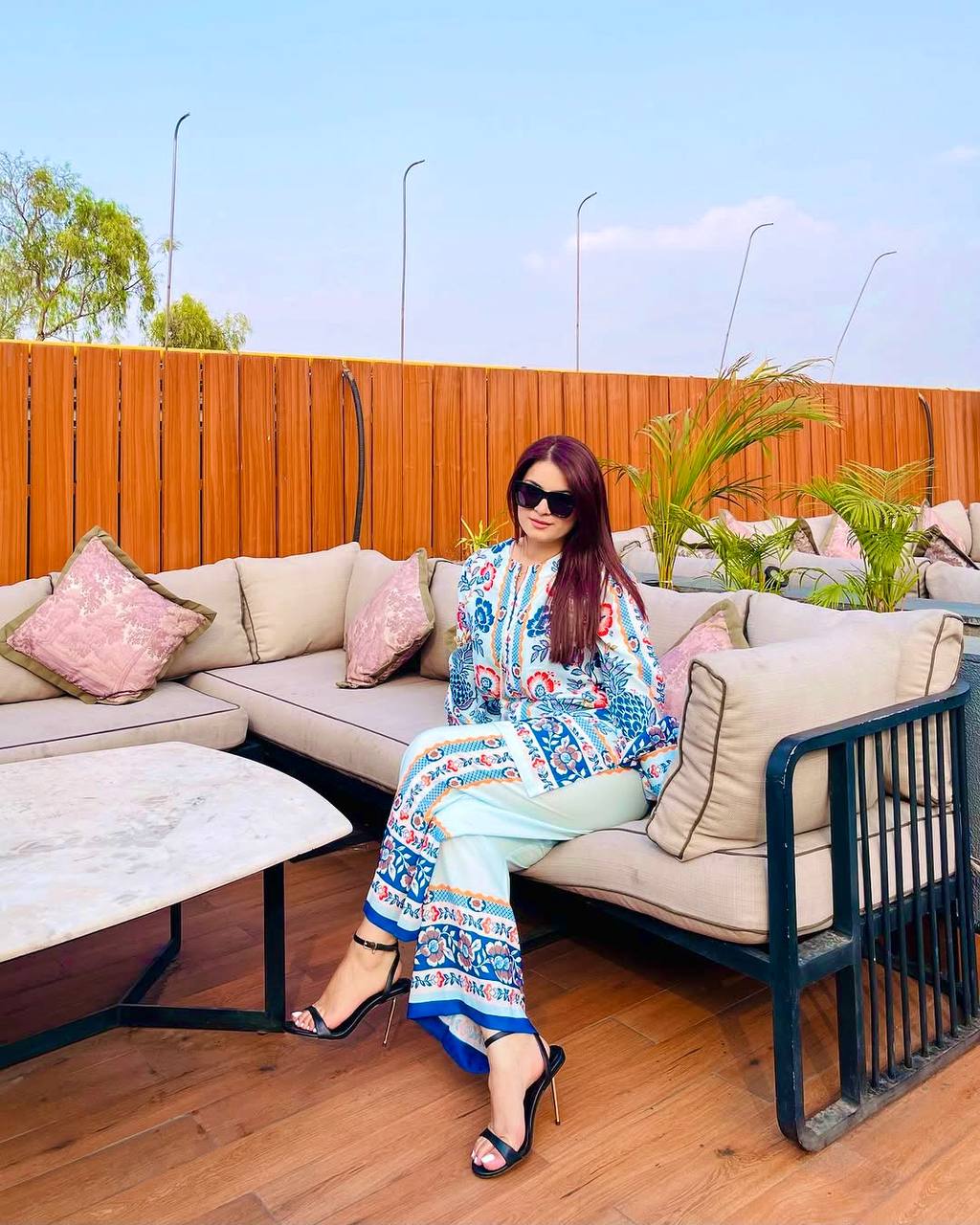 Elegant American Crepe Top and Plazzo Set with Digital Print and Soft Georgette Dupatta