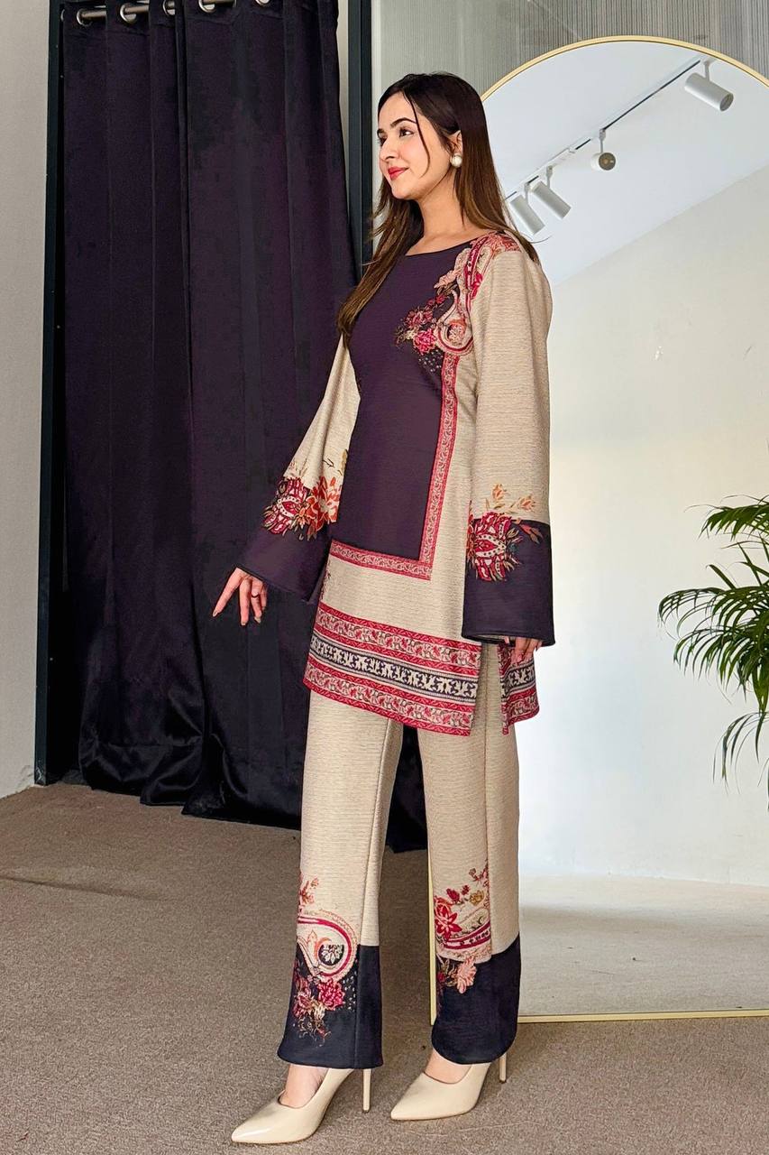 Premium Digital Printed Co-Ord Set in Pure Natural Crepe for Elegant Daily & Festive Wear