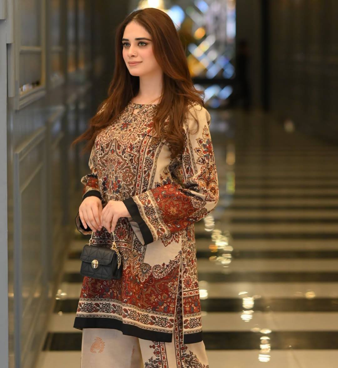 Elegant Natural Crepe Co-ords with Digital Printed Top and Matching Plazzo
