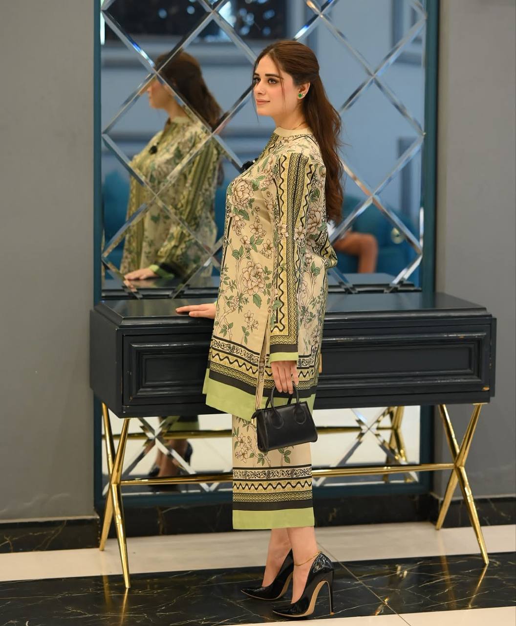 Elegant Natural Crepe Co-ords with Digital Printed Top and Matching Plazzo