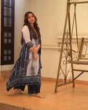 Premium Ready-to-Wear Chinon Silk Set Featuring Digital Prints and Hanging Lace Detailing