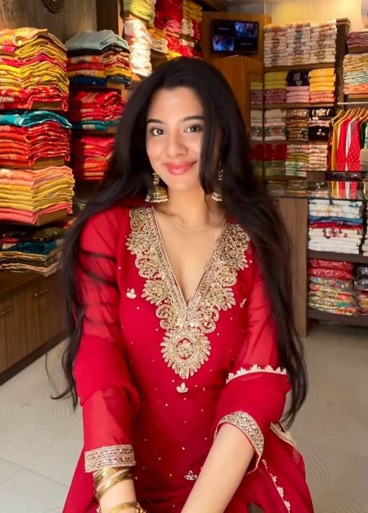 Charvi -PD Plazzo Set in Heavy Faux Georgette