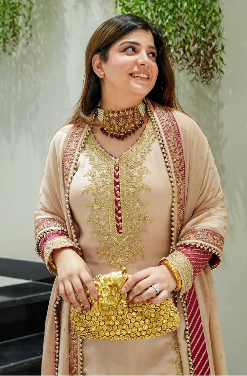 Elegant Chinon Silk Party Wear Outfit with Embroidered Top and Coordinated Bottom