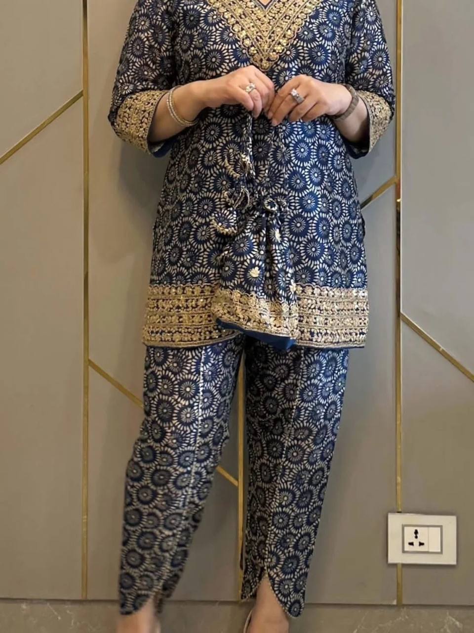 Traditional Digital Printed Dhoti Co-Ords Set in Pure Crepe with Embroidery