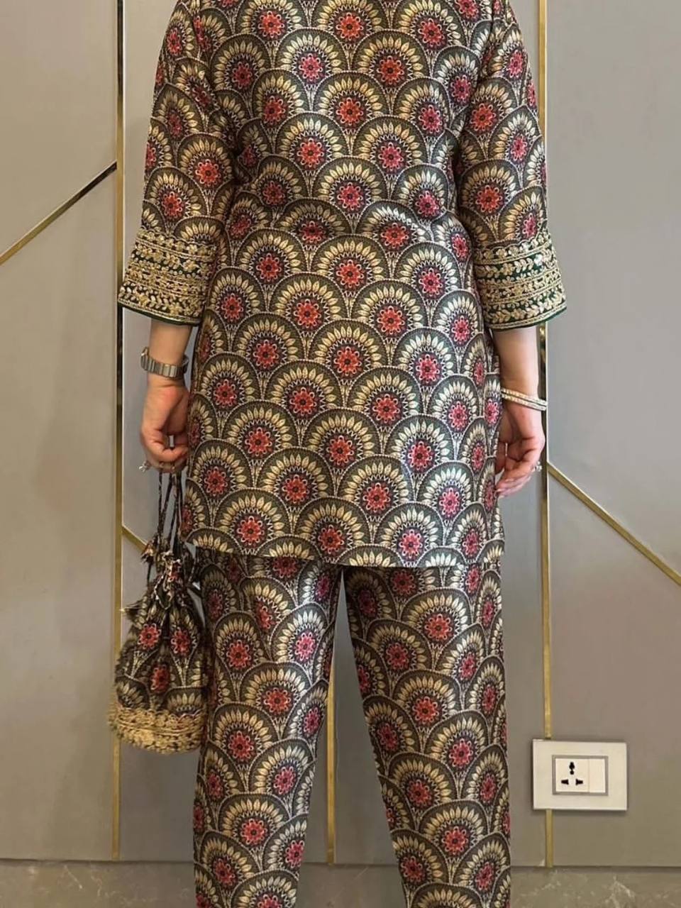 Traditional Digital Printed Dhoti Co-Ords Set in Pure Crepe with Embroidery