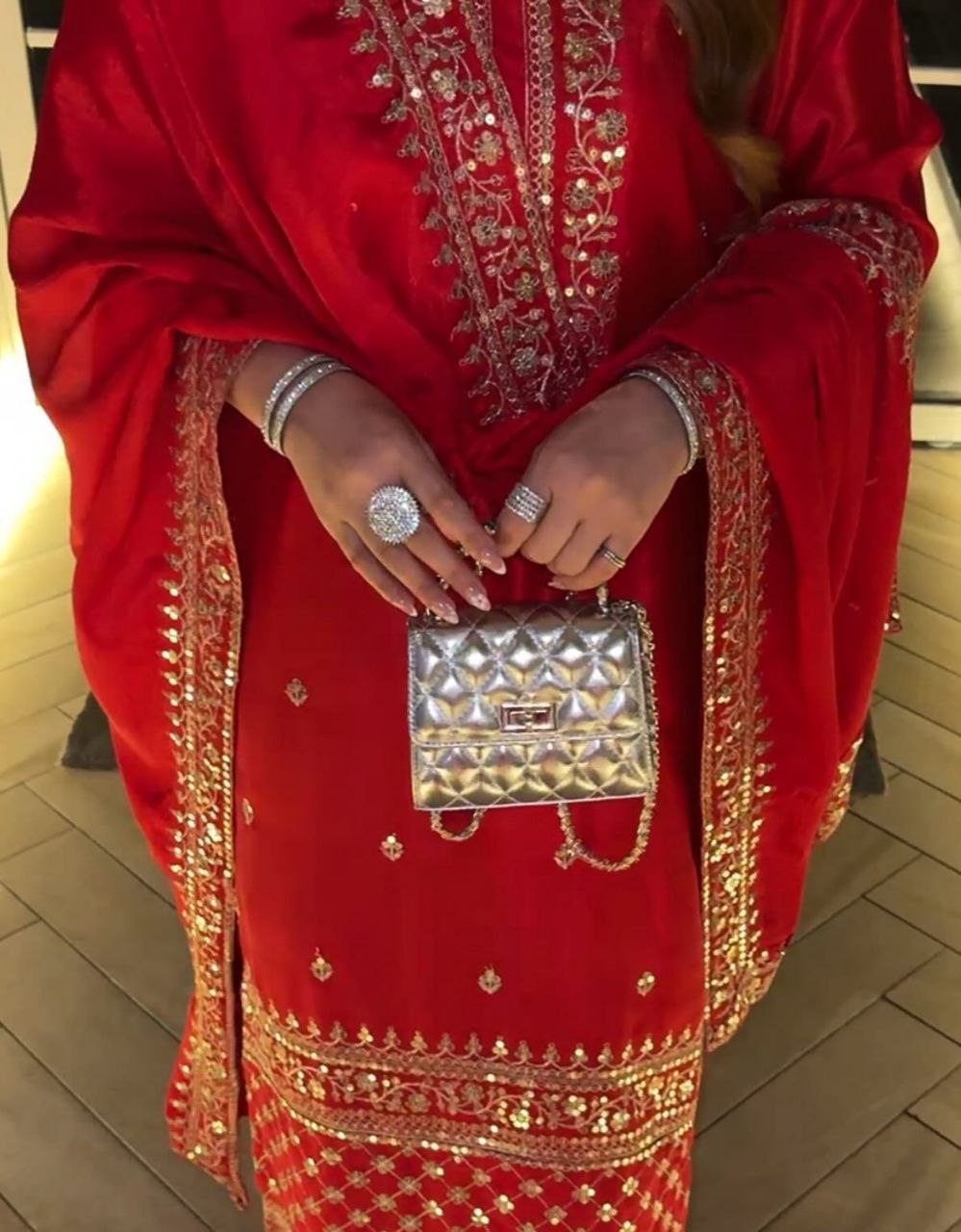 Elegant Chinon Silk Sharara Suit with Delicate Embroidery, Sequins and Matching Dupatta