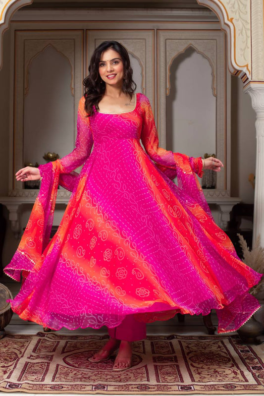 Effortless Charm Faux Georgette Anarkali Set with Micro Cotton Pant & Dupatta