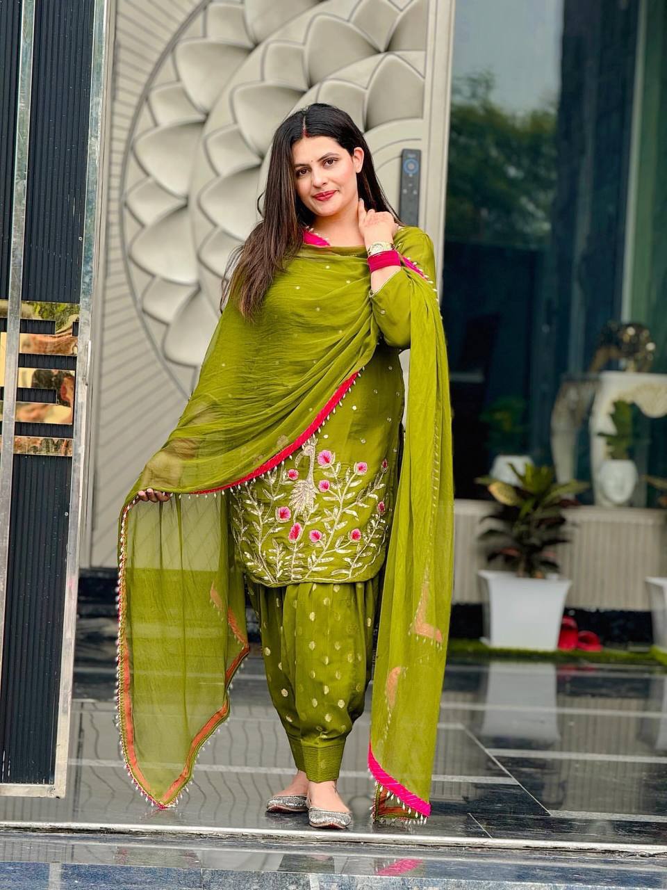 New Ready to Wear Heavy Faux Georgette Patiala Dhoti Set with Dupatta