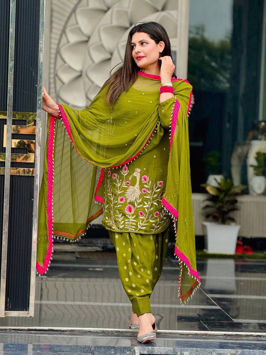 Mital -HK Faux Georgette Dhoti set with Embroidery