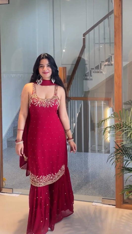 Eshani -PD Exclusive Faux Georgette Sharara Set