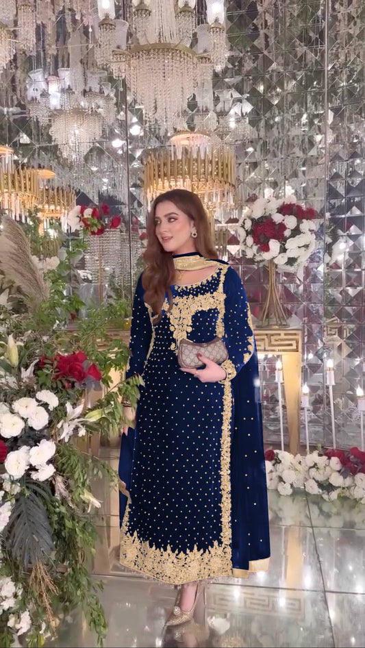 Diya -NSR Party Wear Velvet Designer Top-Dupatta set