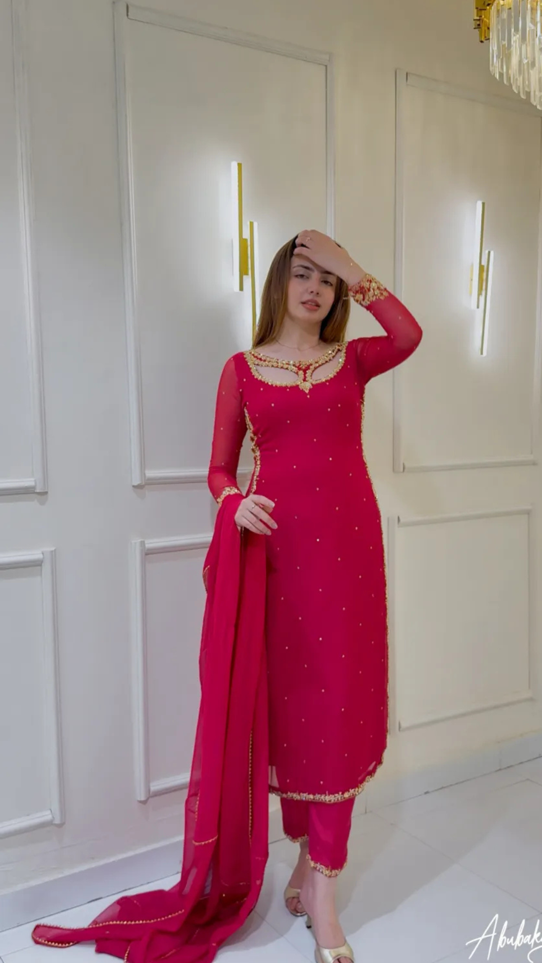 Divya Faux Georgette Palazzo Suite with Sequce work and Dupatta