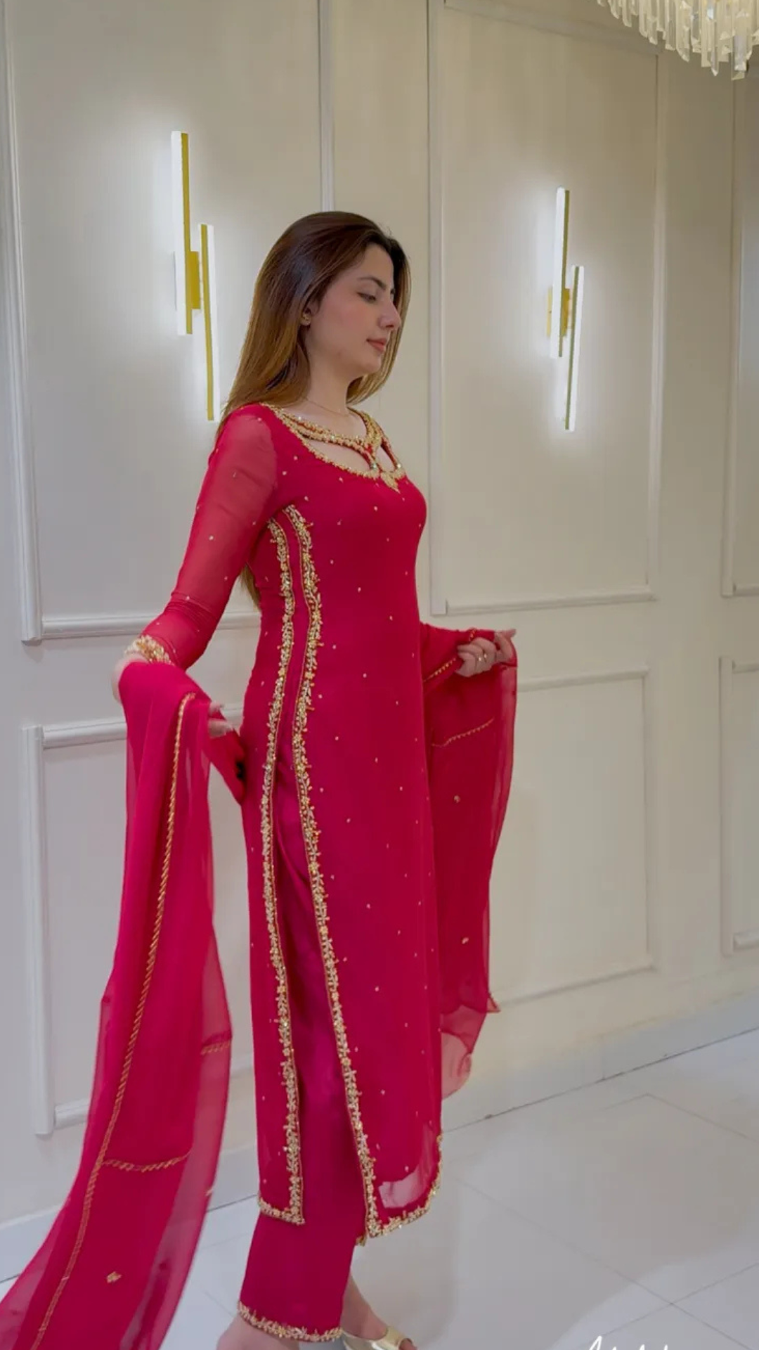 Divya Faux Georgette Palazzo Suite with Sequce work and Dupatta