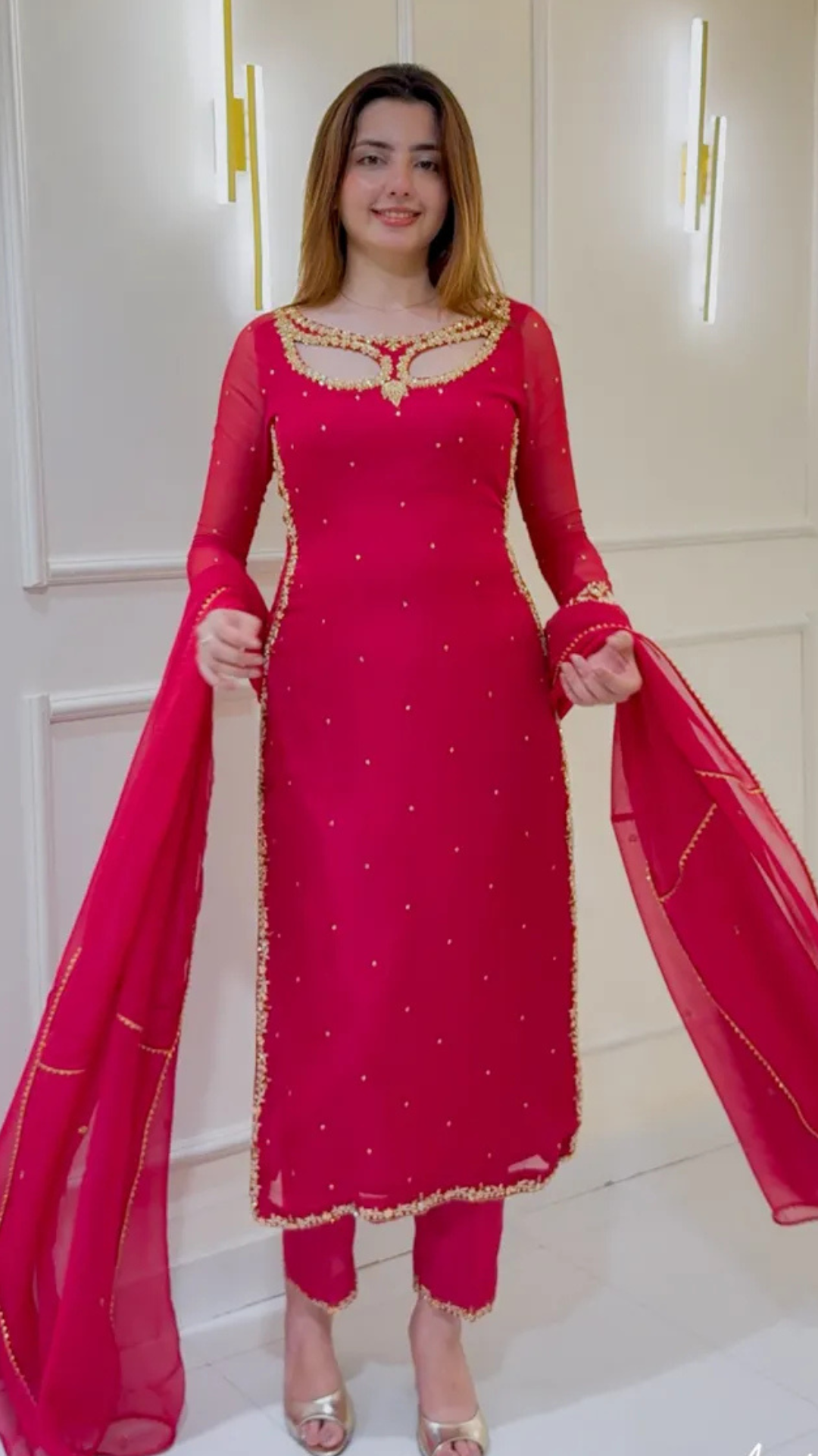 Divya Faux Georgette Palazzo Suite with Sequce work and Dupatta