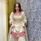 Off White Premium Designer Readymade Top Sharara Plazzo & Dupatta