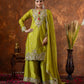 Party Wear Look Pur Chinon Silk Top Plazzo & Dupatta Set