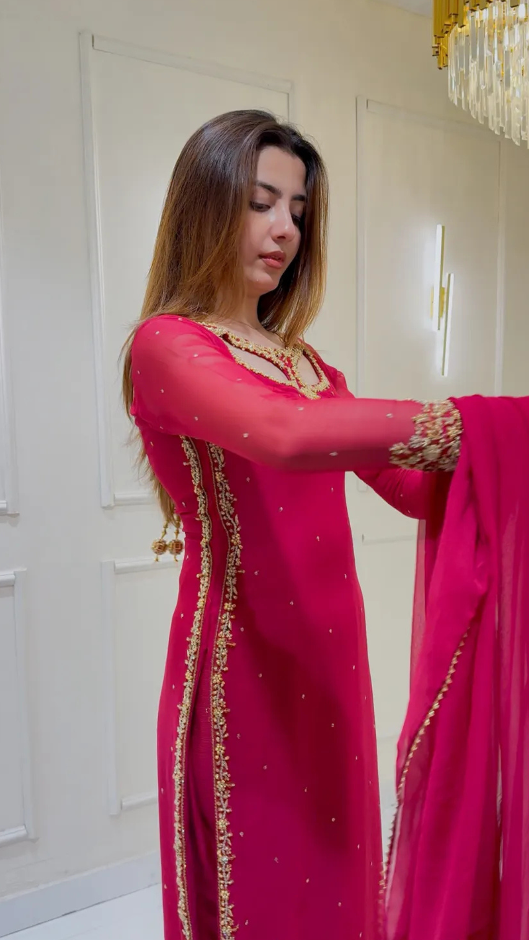 Divya Faux Georgette Palazzo Suite with Sequce work and Dupatta